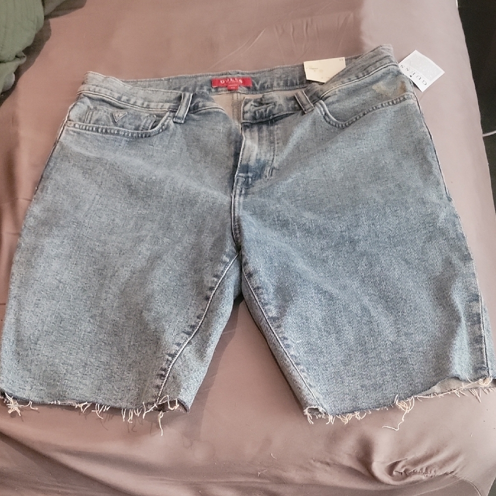 Guess Blue Jean Shorts Casual Cut-Off Style
